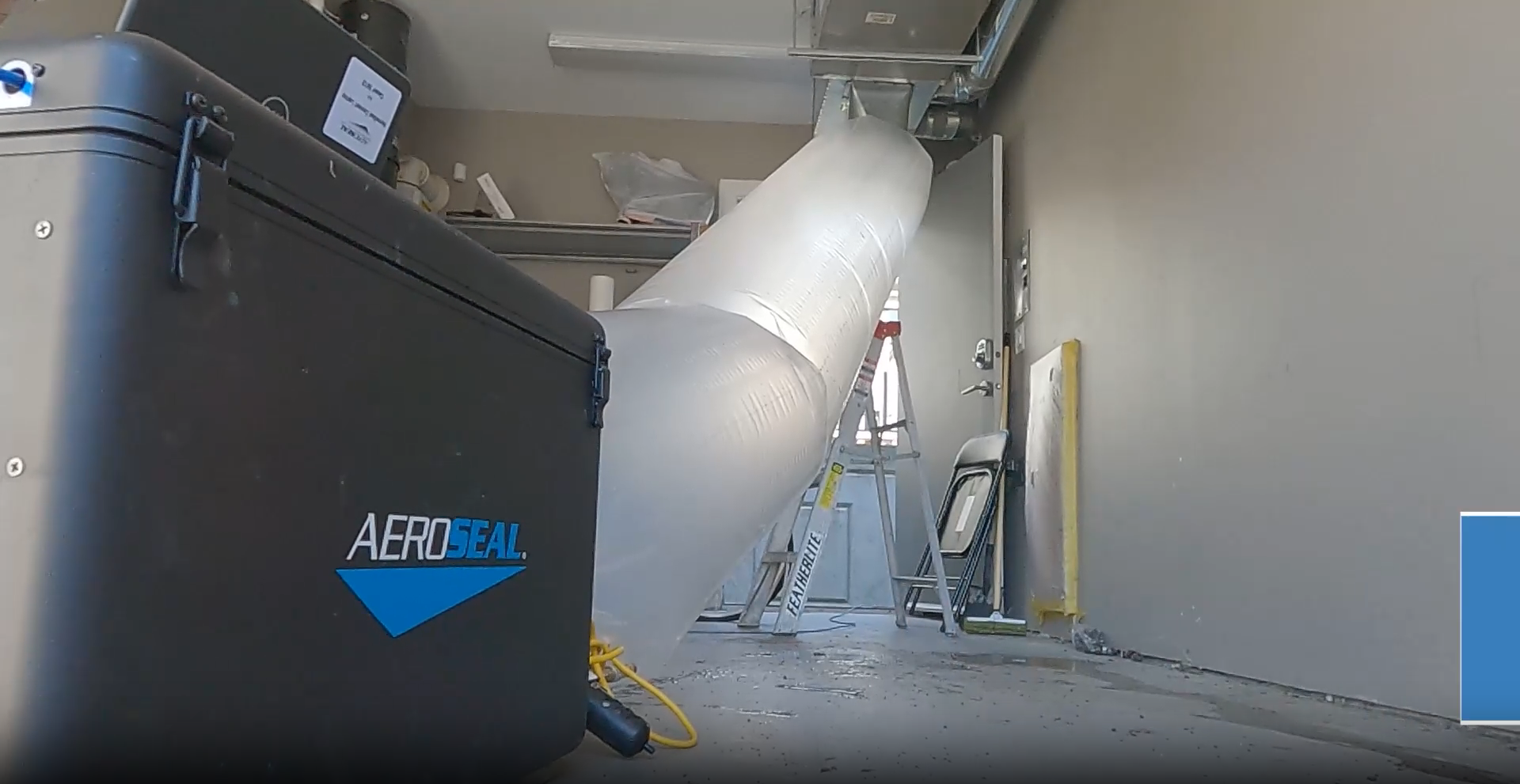 aeroseal machine hooked up to ducting 